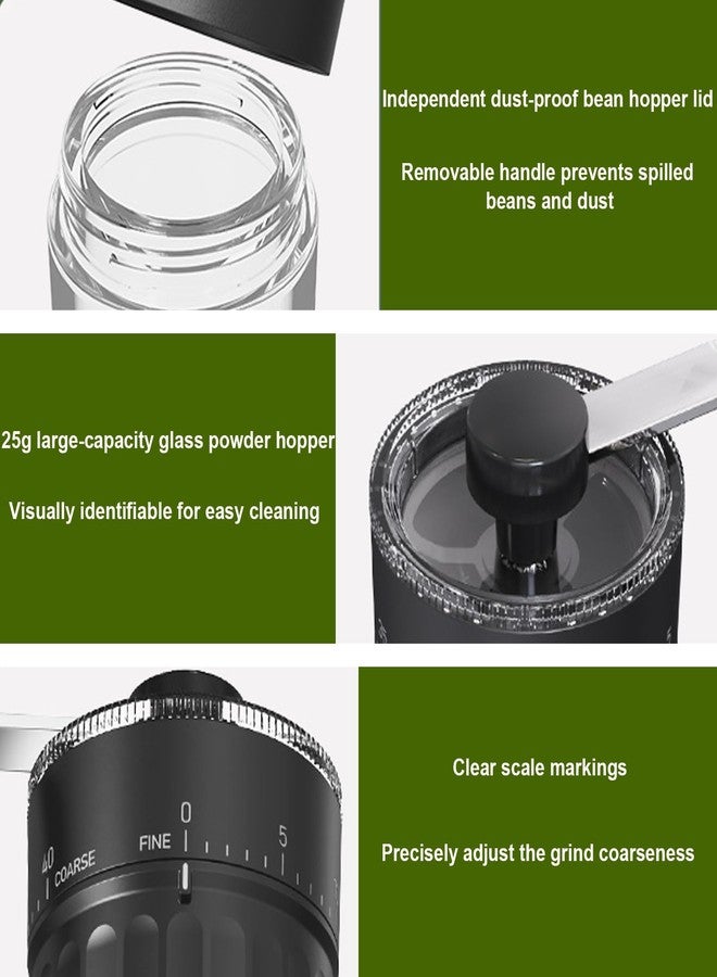 Glowgath Mini Manual Coffee Grinder with 40 Adjustable Settings, Portable Hand Coffee Bean Mill with 30g Capacity, Compact Conical Burr Grinder for Espresso, Pour Over, French Press, Travel/Camping/Office - Image 3