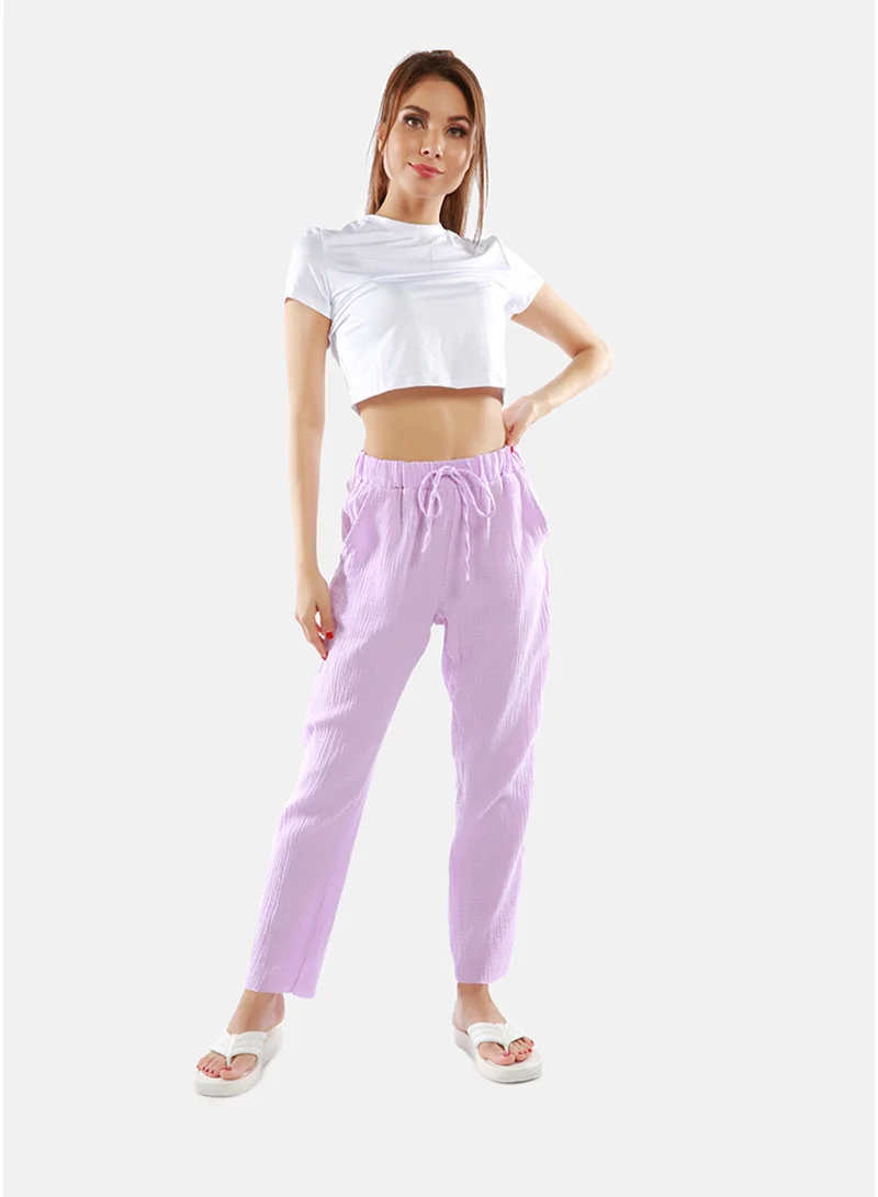 London Rag London rag Light Purple Drawstring Narrow Bottom Summer Pants.