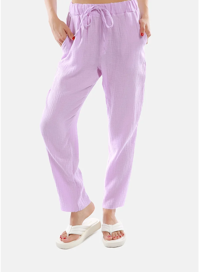 London Rag London rag Light Purple Drawstring Narrow Bottom Summer Pants.