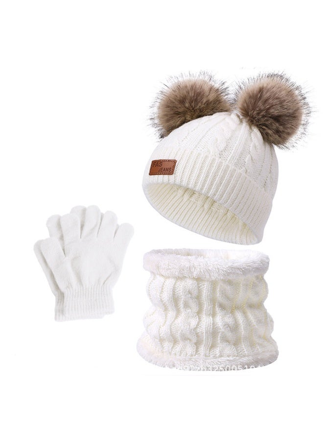 SKT Shiketro Kids Beanie Hat Scarf Gloves Set Knit Winter Warm Set for Toddler Boys Girls for 1-6 Years Old Kids Winter Beanie Hat Scarf Gloves Set with Knit Thick Warm Fleece Lined - Image 2