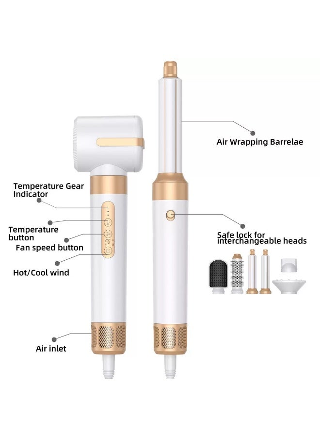 مجموعة فرشاة مجفف الشعر وأداة تصفيف الشعر 7  في 1، تجعيد الشعر بالهواء الساخن، لتجفيف الشعر وتمشيطه وتجعيده وفرد الشعر لمدة عامين 1400 واط، أداة تجعيد الشعر بالهواء 110000  مناسبة لتصميم جودة الصالون - Image 3