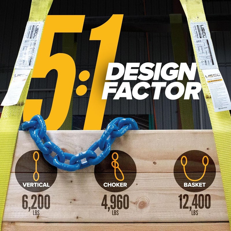 US Cargo Control Nylon Lifting Sling 2" x 8', 2-Ply Eye to Eye Slings (Made in USA) - 4,960 LBS Choker, 6,200 LBS Vertical, 12,400 LBS Basket Capacity - Lift Straps for Lifting & Rigging - Image 4
