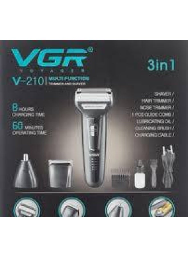 The VGR V-210 is a versatile 3-in-1 Multi-Function Grooming Kit. Unlike the high-speed digital models, this kit focuses on being an all-in-one "daily driver" that handles shaving, trimming, and nose hair removal in a single, budget-friendly package. BLACK