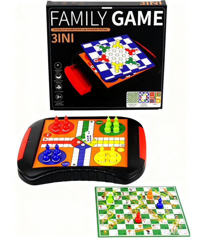 KalamkariX Ludo Board, Snake and Ladder, Board Games for Adults Family, 3-in-1 Classic Board Game Set, Premium Material, Fun for All Ages - Image 1