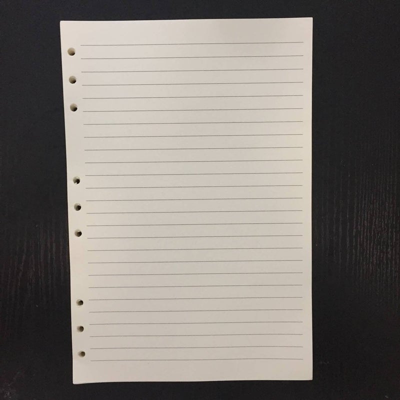 Chris.W 80 Sheets B5 Size Lined 9-Holes Traveler's Notebook Planner Filler Papers/Journal Dairy Inserts Refills/Loose-leaf Binder Paper, Beige Color, 10.5"(Ruled)