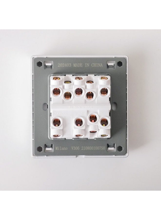 DANUBE HOME Milano 10A 3G 2W Switch Electrical Switches Sockets Outlets For Home Appliances Office Hotel Conventional Construction Project Aura Slvr - Image 3