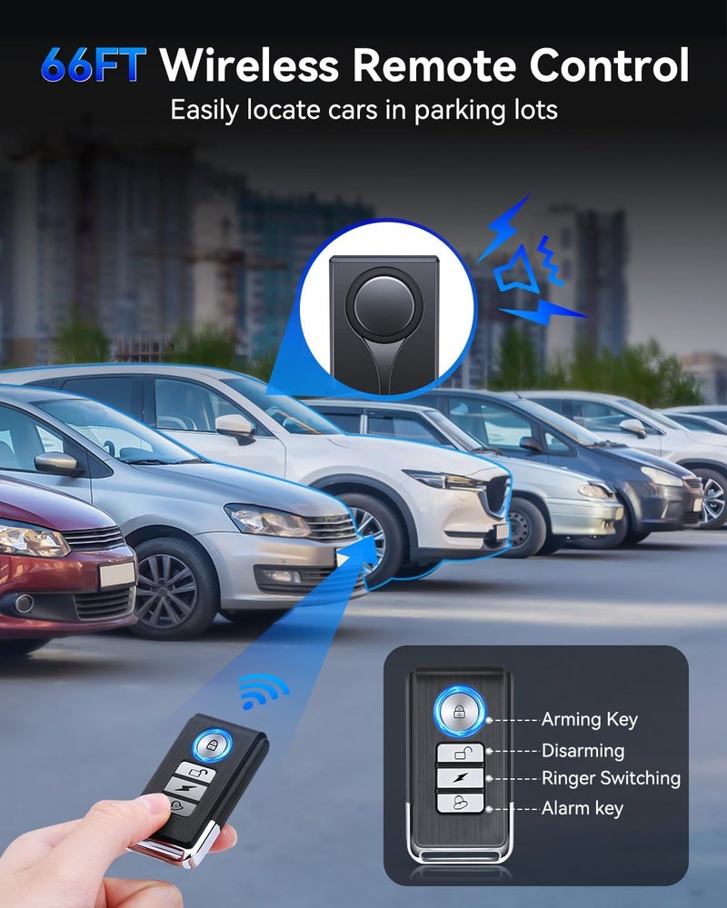108dB Car Alarm System, Car Anti-Theft Vibration Sensor Alarm & Red Light, Wireless Remote Anti Theft Vehicle Device with Magnetic Install Design for RV, SUV, Truck - Image 5
