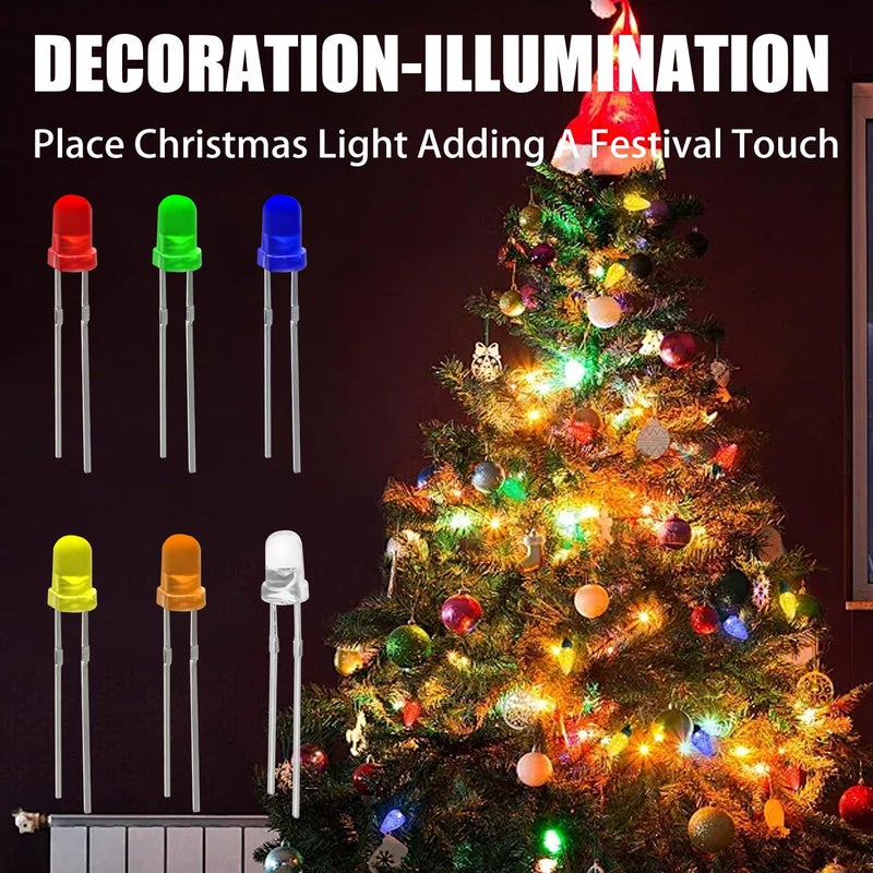 WOWOONE 3mm Led Lights,200Pcs 2.2 Volt Led Diodes Light Emitting Assorted, Diffused Low Voltage Round Diode Light Emitting Lights Assorted Color (Yellow) - Image 4