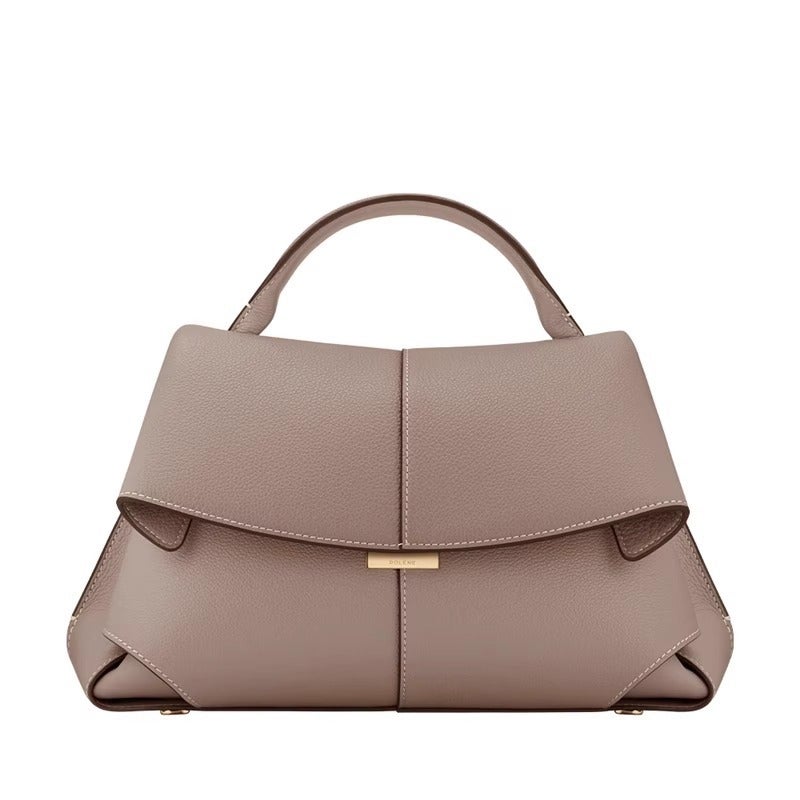 Cross-border polen smile bag French niche leather womens bag 2024 new MOKKI fashion shoulder handbag Gray 