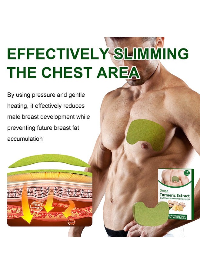 Gynecomastia Compress Patch - Ginger Cream for Men, Tightening and Sculpting Chest Muscles with Natural Ingredients (12 Pcs)