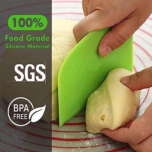 SURDOCA Dough Scraper Bench Scraper - 3P 4.7x3.7" Plastic Flexible Bowl Scraper, Sharp Edge & Angles Cake Scraper. Non-Slip Bakeware Decorating Tools Sculpting & Modeling Tools - Green+White+Green - Image 3