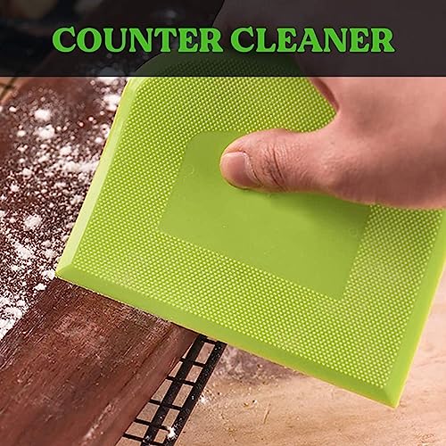 SURDOCA Dough Scraper Bench Scraper - 3P 4.7x3.7" Plastic Flexible Bowl Scraper, Sharp Edge & Angles Cake Scraper. Non-Slip Bakeware Decorating Tools Sculpting & Modeling Tools - Green+White+Green - Image 5