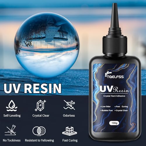 TQELFSS 300g UV Resin,Crystal Clear,Hard UV Curing epoxy Resin, Upgraded Formula,odorless,Solar Activated Glue kit,Clear,UV Fast Curing,for Craft Decoration (100 g*3) - Image 2