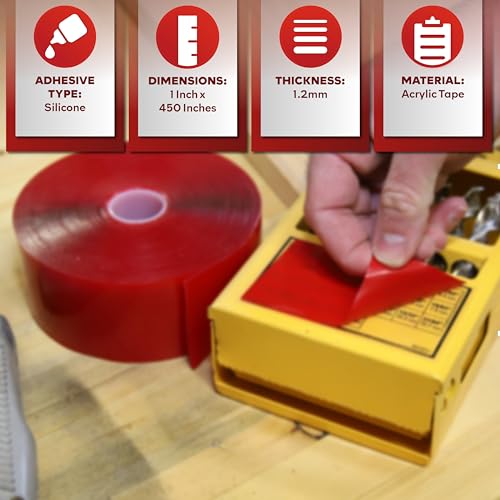 XFasten Double Sided Acrylic Mounting Tape Removable, Clear, 1-Inch x 450-Inch, Weatherproof Adhesive for Brick, Walls- Indoor and Outdoor Applications - Image 3