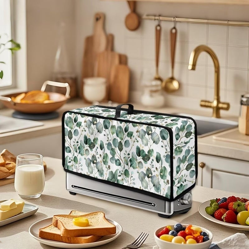 ZDCUSTOM Slim Toaster Dust Cover 2 Slice, Long Slot Toaster Oven Bread Maker Machine Stain Resistant Kitchen Small Appliance Cover Green Sage Leaf - Image 3