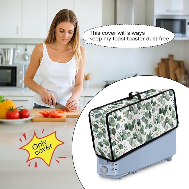ZDCUSTOM Slim Toaster Dust Cover 2 Slice, Long Slot Toaster Oven Bread Maker Machine Stain Resistant Kitchen Small Appliance Cover Green Sage Leaf - Image 4