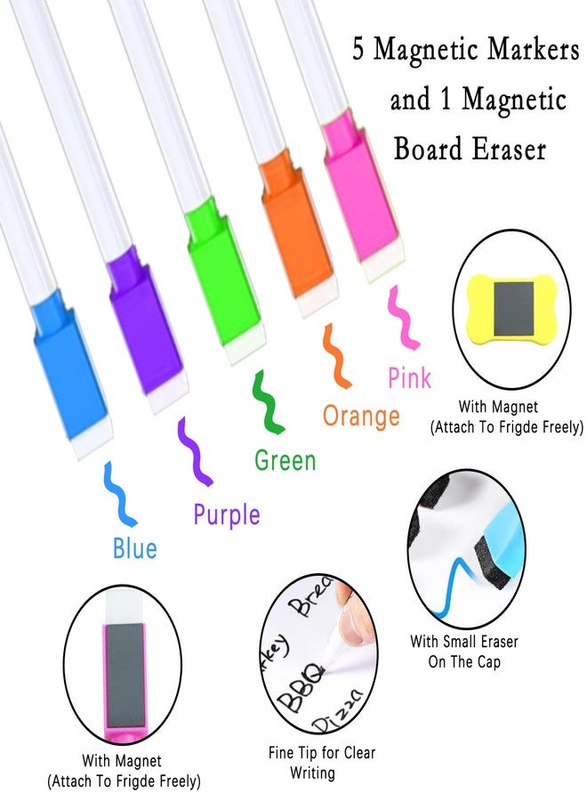 XUEJITECH Cleaning Schedules - Dry Erase Magnetic Calendar for Refrigerator Set with 5 Highlight Markers & 1 Eraser - Daily Weekly Monthly Calendar Planner, Cleaning Checklist, Chore Schedule - Image 4