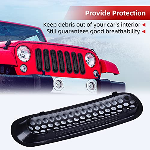 AggAuto Grille Inserts Compatible With Jeep Wrangler JK JKU 2007-2018, Glossy Black Car Front Mesh Grill Cover Accessories 7 Pcs - Image 4