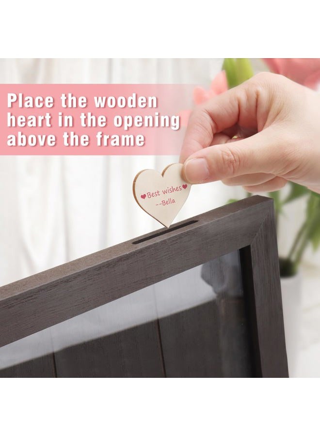 SELEAD Wedding Guest Book Alternative - Rustic Wooden Drop Top Picture Frame Sign with Small Chalkboard, 100psc Wooden Hearts, Exquisite Storage Box - Wedding Reception for Party Anniversary Birthday - Image 5