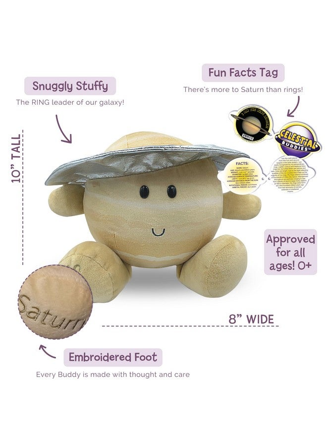 Celestial Buddies Saturn Buddy | 10" Soft Stuffed Plush, Embroidered Features, Fun Planet Facts Tag for Kids - STEM Learning, Educational Gift, Classroom & Homeschool Science Space Astronomy | 0+ - Image 2