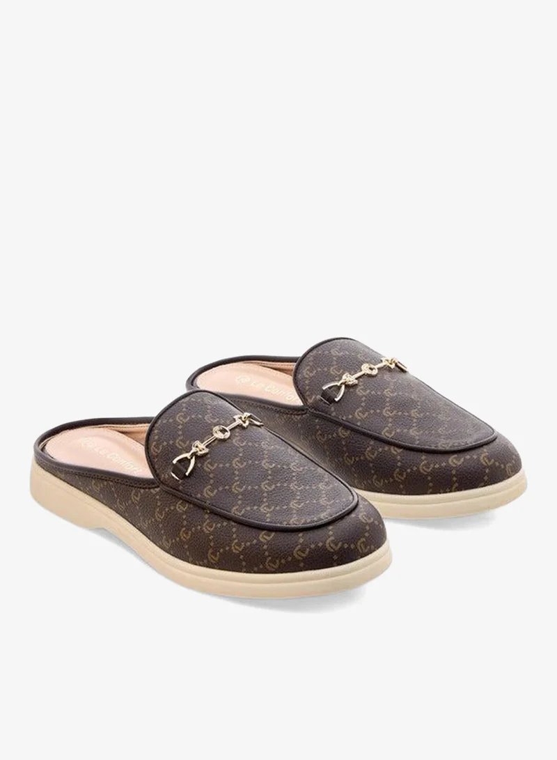 Le Confort Monogram Print Slip-On Mules