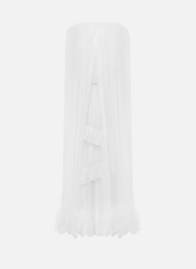 Lichi  Chiffon maxi dress with ruffles and light sleeves for Women | Best Price UAE