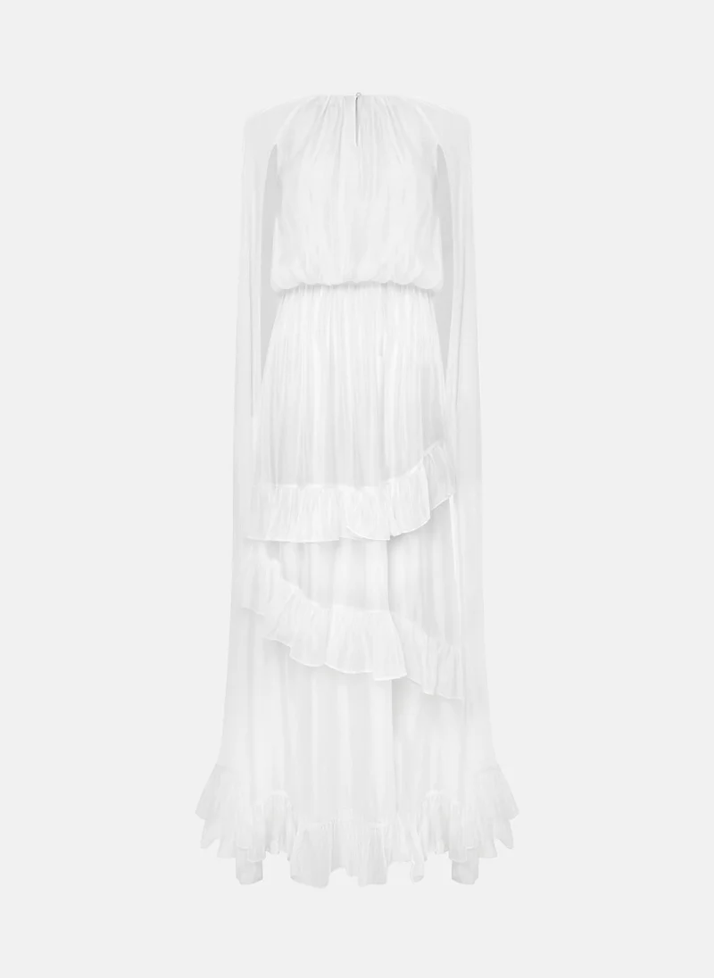 Lichi  Chiffon maxi dress with ruffles and light sleeves for Women | Best Price UAE