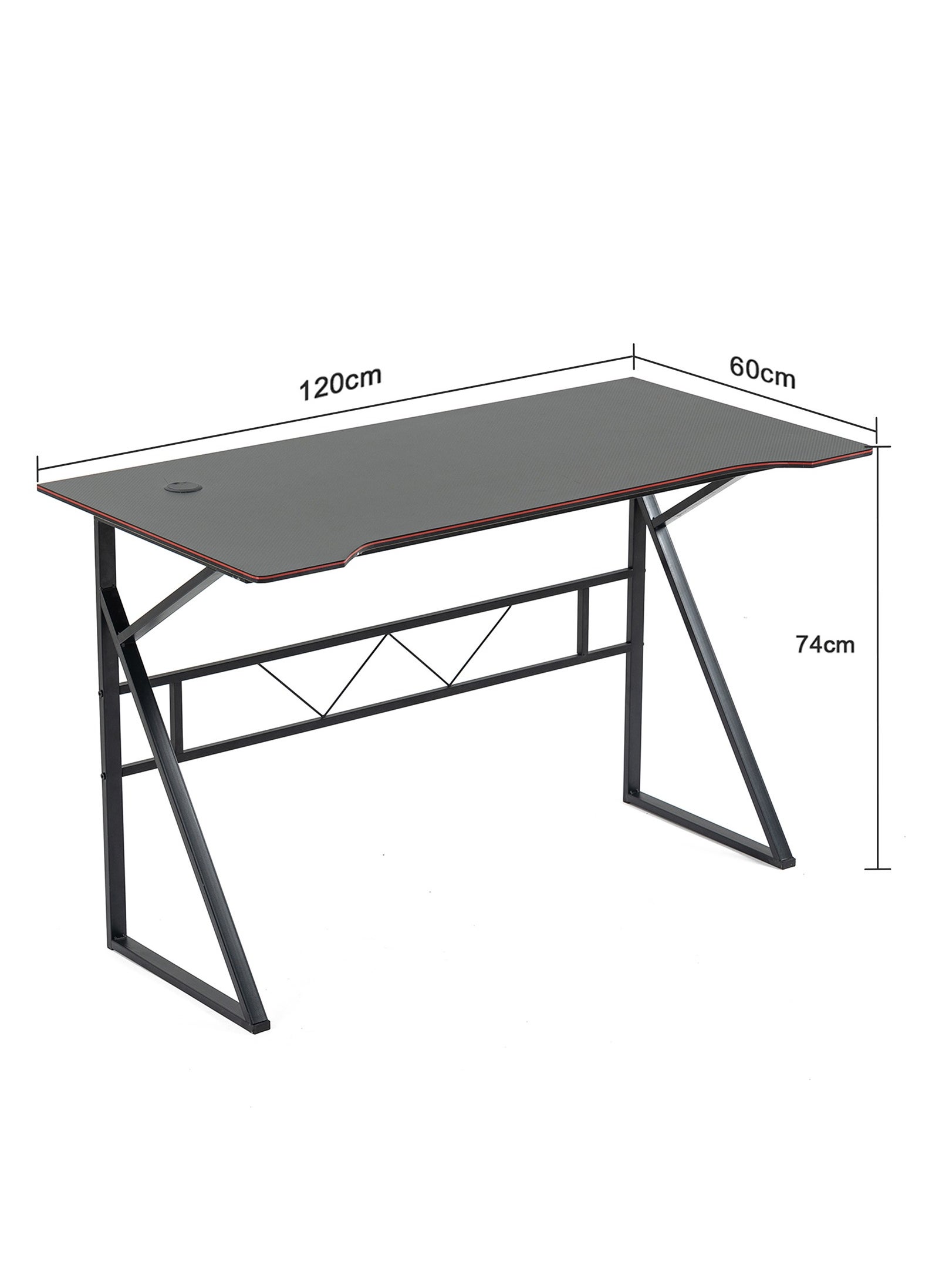 120*60 سم مكتب ألعاب على شكل حرف K مع سطح من ألياف الكربون، مكتب كمبيوتر صغير الحجم، طاولة كمبيوتر منزلي، أسود 