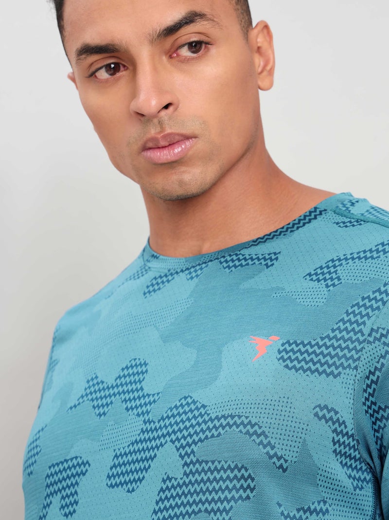 TECHNOSPORT Quickdry Mens Slimfit Roundneck Halfsleeve T-Shirt Odourfree Breathable UV Protection | Teal, L | MTOR60TLMLAR007 - Image 3