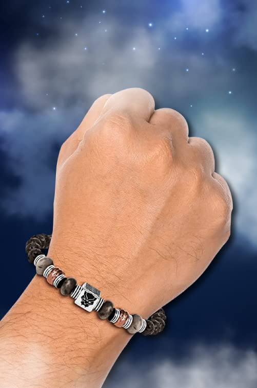 Marvel Black Panther Mens Bracelet - Adjustable Stainless Steel Beaded Lariat Bracelet - Black Panther Bracelet - Image 2