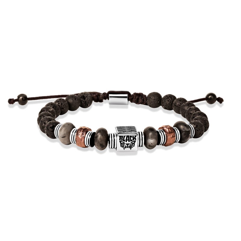Marvel Black Panther Mens Bracelet - Adjustable Stainless Steel Beaded Lariat Bracelet - Black Panther Bracelet - Image 1