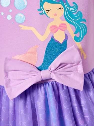 RETSUGO Tutu Dress for Girls Mermaid Clothes Ruffle Sleeve Tulle Princess Birthday Party Dresses Casual Mermaid Sundress Toddler Purple Outfit 18-24M 1802 - Image 5