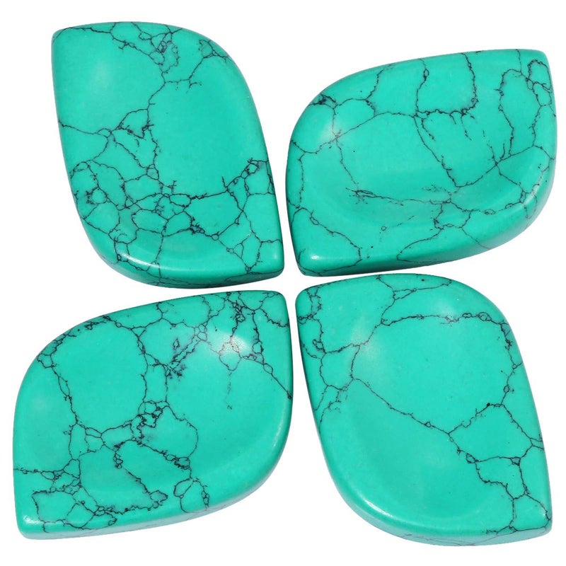 mookaitedecor Green Howlite Turquoise Thumb Worry Stone Pocket Palm Stones Crystal Healing Reiki Stress Relief Pack of 4 Rhombus