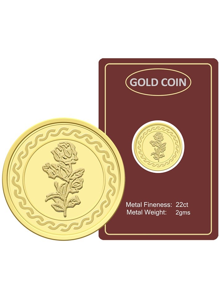 FK Jewellers 2g Gold Coin with Flower & UAE Heritage Building Design Gold Coin - 2 Gram 22KT - Image 1