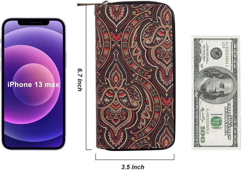 HAWEE Cellphone Wallet for Women Dual Zipper Long Purse with Removable Wristlet - Image 5