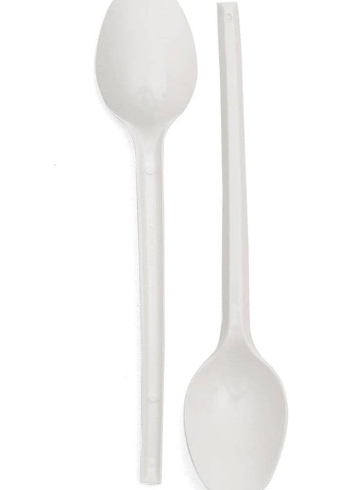 Hotpack ملاعق شاي بلاستيكية من هوت باك بيضاء، 50 قطعة - Image 1