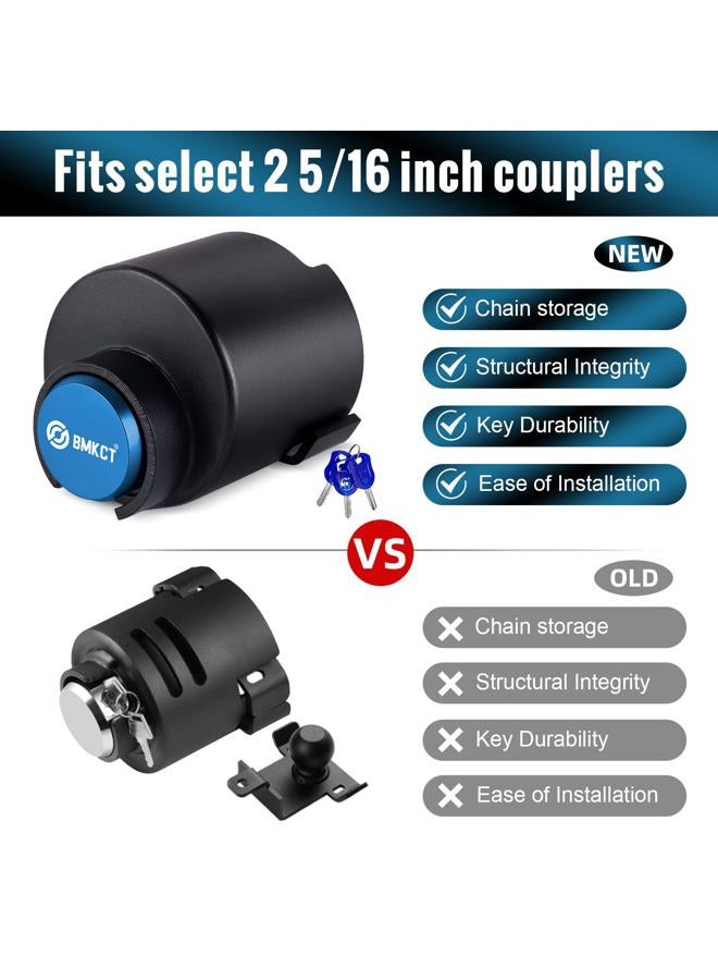 BMKCT Trailer Lock Fits 2 ＆ 2 5/16 Inch Couplers, 2 in 1 Heavy Duty Trailer Coupler Lock, Ultra-Thick Solid Steel Trailer Hitch Lock, Camper Accessories for RV, Trailer, Boat, Pickup (Blue) - Image 5