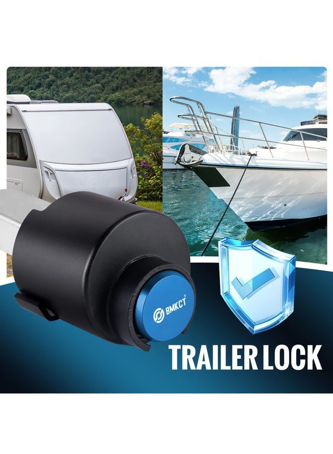 BMKCT Trailer Lock Fits 2 ＆ 2 5/16 Inch Couplers, 2 in 1 Heavy Duty Trailer Coupler Lock, Ultra-Thick Solid Steel Trailer Hitch Lock, Camper Accessories for RV, Trailer, Boat, Pickup (Blue) - Image 2