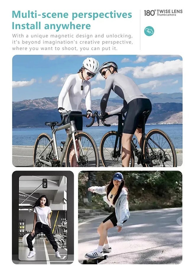 Generic 2025 New 180° Rotating Screen Thumb Camera, 2.7K Mini WiFi Sports Camera HD Camera, with 1.47IPS Screen Outdoor Magnetic Camera, with 32GB Memory Card, Suitable for VLOG, Travel, Cycling Life Recording Mini Camera  - Image 3