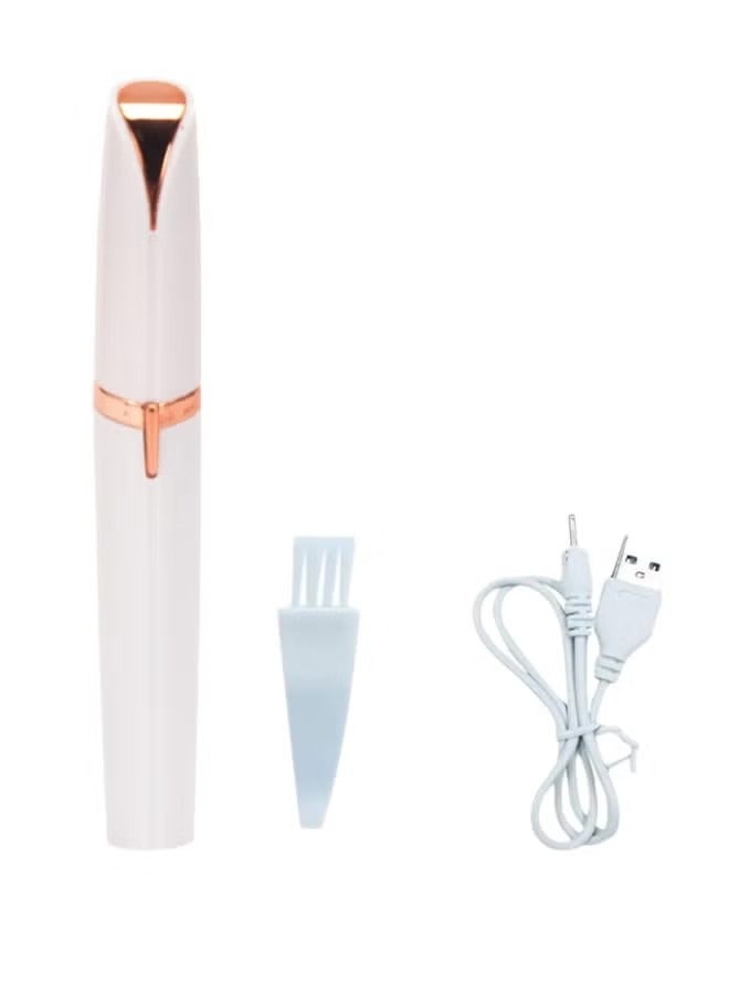 قلم تشذيب الحواجب الكهربائي المحمول القابل لإعادة الشحن عبر USB للنساء، مزيل شعر الحواجب الدقيق بدون ألم، أداة حلاقة آمنة للحواجب للوجه والساق والشفاه والإبط واليد (أبيض) - Image 1