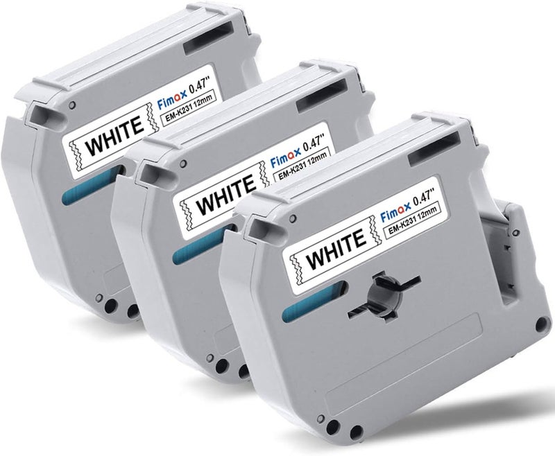 Fimax M-K231 12mm Replacement for Brother M Tape 0.47'' White M-K231s MK231 Label Tape Compatible with Brother Ptouch PTM95 PT-90 PT-70 PT-65 PT-60 PT-45 Label Maker (NOT for PTD210 PTD220, NO TZe TZ Tape) - Image 1