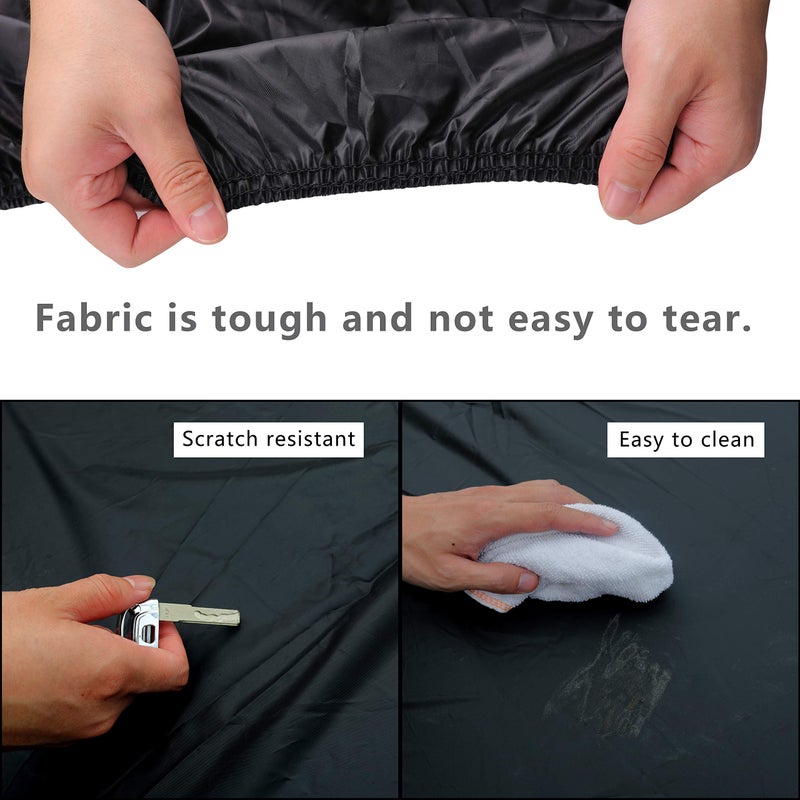 MORNYRAY Waterproof Car Cover All Weather Snowproof UV Protection Windproof Outdoor Full Truck Cover, Universal Fit for (All Black, Fit Truck Length 210-230 inch) - Image 3