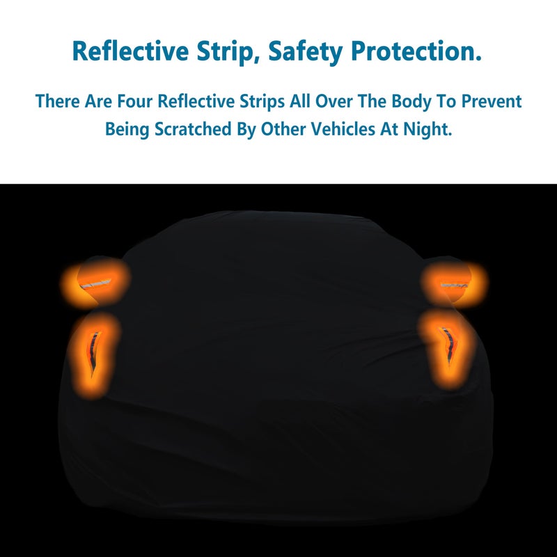 MORNYRAY Waterproof Car Cover All Weather Snowproof UV Protection Windproof Outdoor Full Truck Cover, Universal Fit for (All Black, Fit Truck Length 210-230 inch) - Image 4