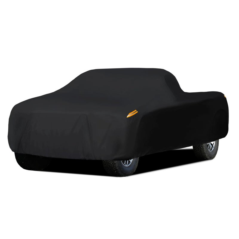MORNYRAY Waterproof Car Cover All Weather Snowproof UV Protection Windproof Outdoor Full Truck Cover, Universal Fit for (All Black, Fit Truck Length 210-230 inch) - Image 1