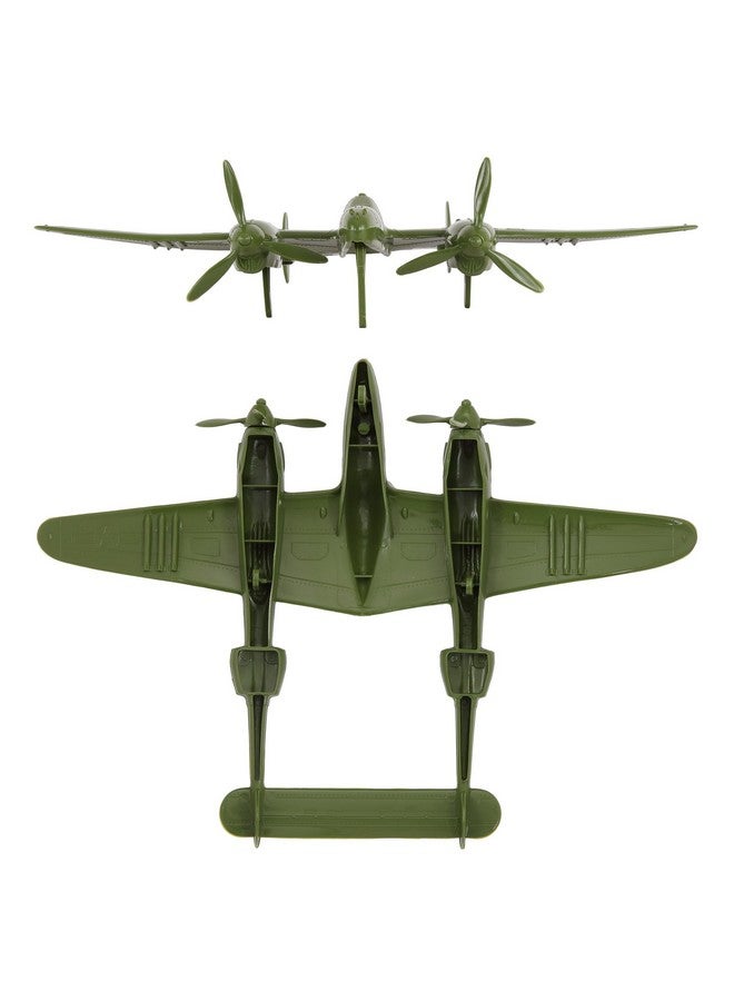 Tim Mee Toy TimMee WW2 P-38 Lightning Fighter Plane - 2pc OD Green Plastic Army Men Aircraft - Image 3
