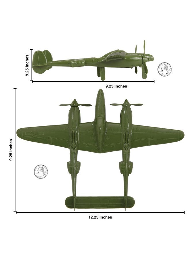 Tim Mee Toy TimMee WW2 P-38 Lightning Fighter Plane - 2pc OD Green Plastic Army Men Aircraft - Image 2