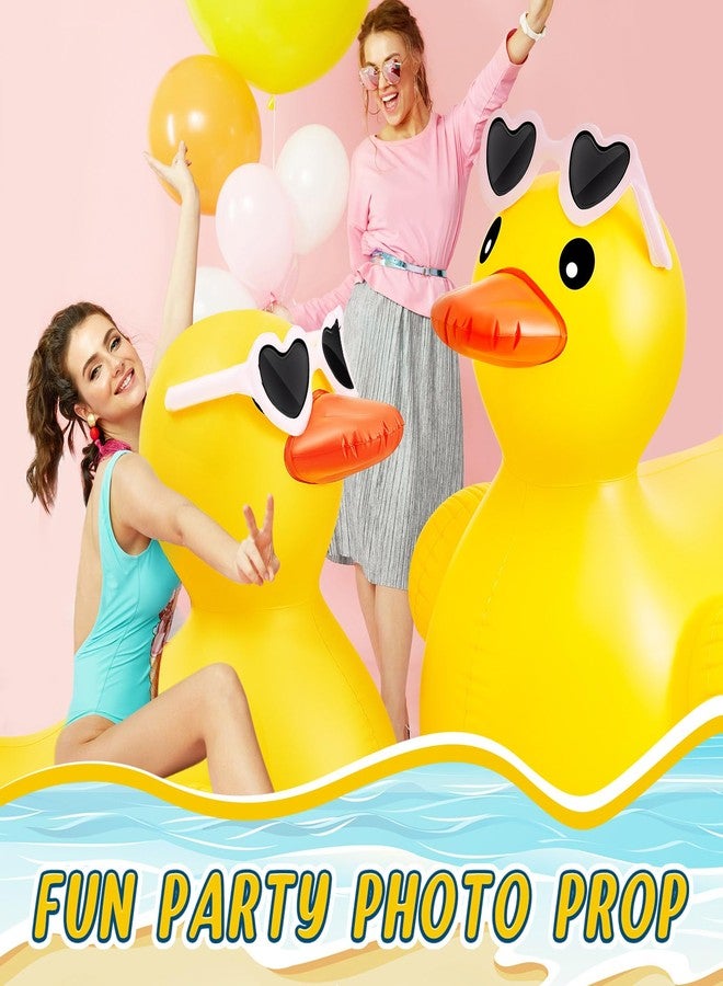 Hungdao 4 Feet Giant Inflatable Duck Huge Funny Rubber Duck Large Blow up Duck Inflatable Duck Pool Float for Summer Beach Swimming Pool Party Decoration(Glasses) - Image 3