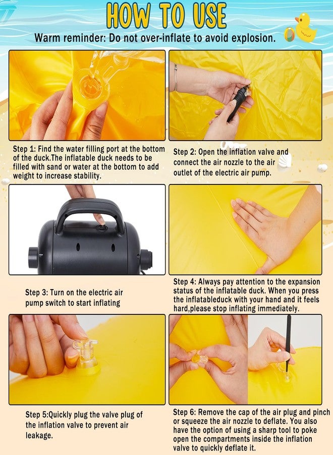 Hungdao 4 Feet Giant Inflatable Duck Huge Funny Rubber Duck Large Blow up Duck Inflatable Duck Pool Float for Summer Beach Swimming Pool Party Decoration(Glasses) - Image 4