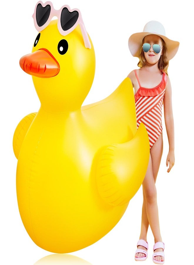 Hungdao 4 Feet Giant Inflatable Duck Huge Funny Rubber Duck Large Blow up Duck Inflatable Duck Pool Float for Summer Beach Swimming Pool Party Decoration(Glasses) - Image 1