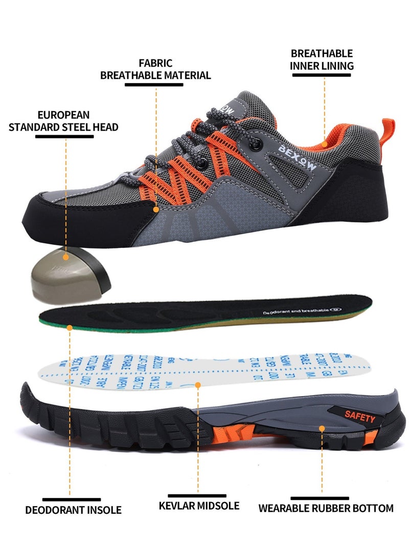 BEXOW Premium Safety Shoes Steel Toe Lightweight Slip Resistant Breathable Work Sneakers with Kevlar Midsole Anti-Smashing Puncture Proof Comfortable Industrial Footwear for Men and Women - Image 2